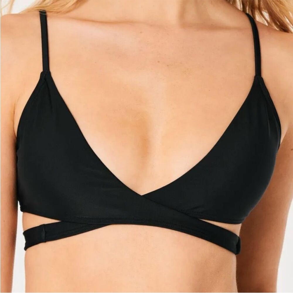 Hollister Wrap Bikini Top Black Size Medium